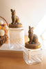 Set of 2 Resin and Glass Rabbit Canisters