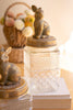 Set of 2 Resin and Glass Rabbit Canisters