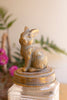 Set of 2 Resin and Glass Rabbit Canisters