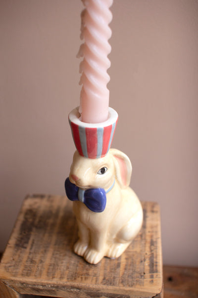 Set of 3 Ceramic Bunny Taper Candle Holders