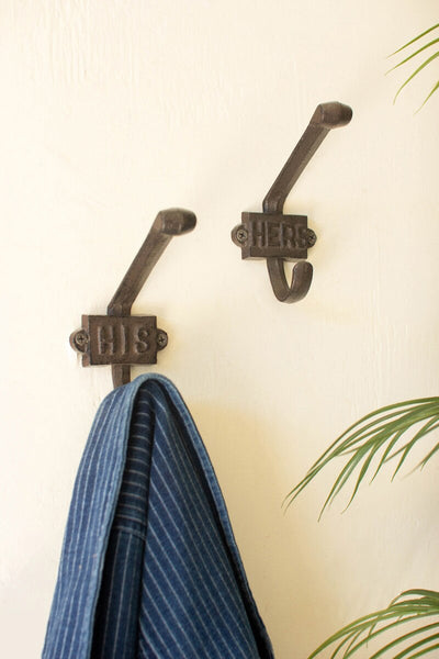 Set of 2 Cast Iron His and Hers Hooks