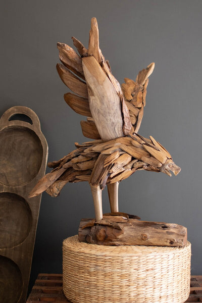 Teakwood Flying Eagle on a Base