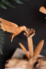 Repurposed Wood Sculpture with Hand-Carved Humming Bird