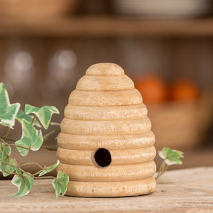 Carved Wood Tabletop Beehive, Small