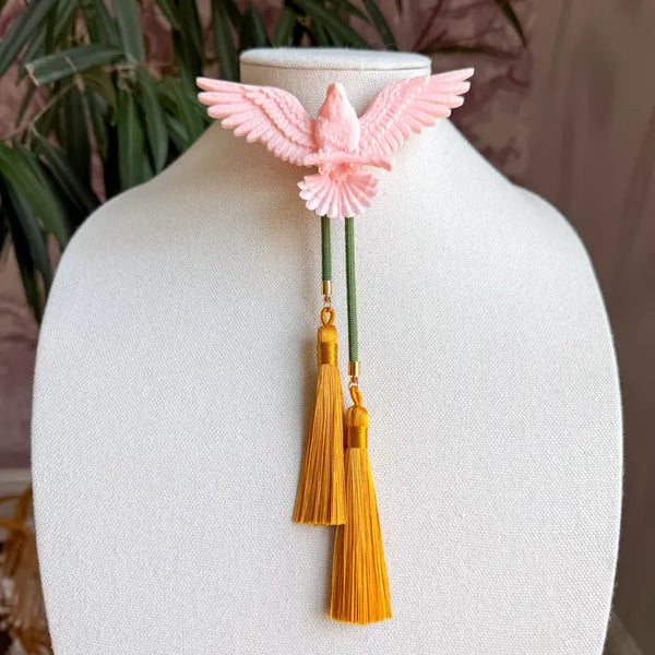 Rahya Eagle Bolo Blush Pink with Olive & Golden Yellow