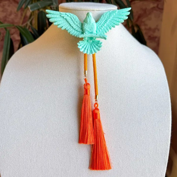 Rahya Eagle Bolo Turquoise with Golden Yellow & Orange