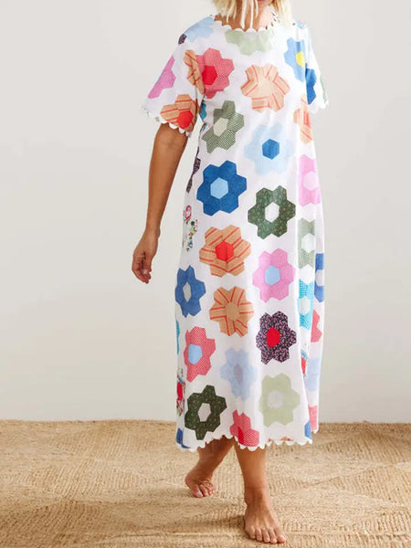 Floral Patchwork Midi Dress