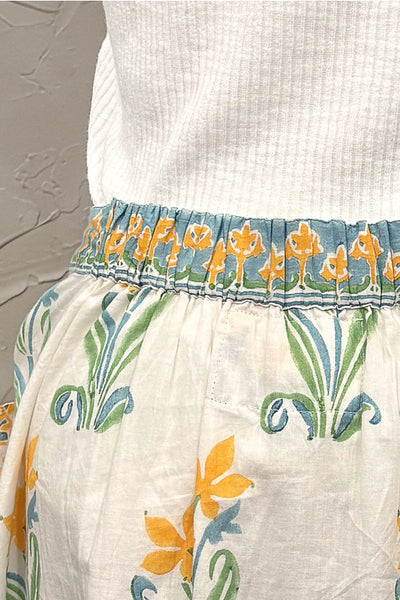 Flowy Fit Floral Ruffle Pocket A-Line Long Skirt