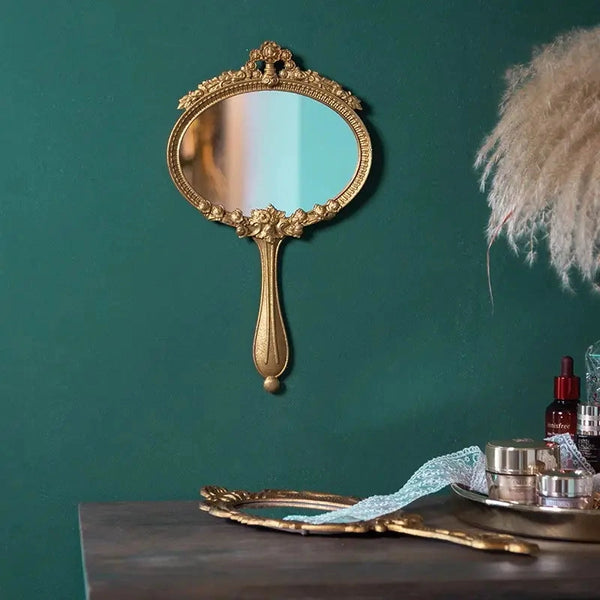 French Alloy Wall Mirror with Hand-Held