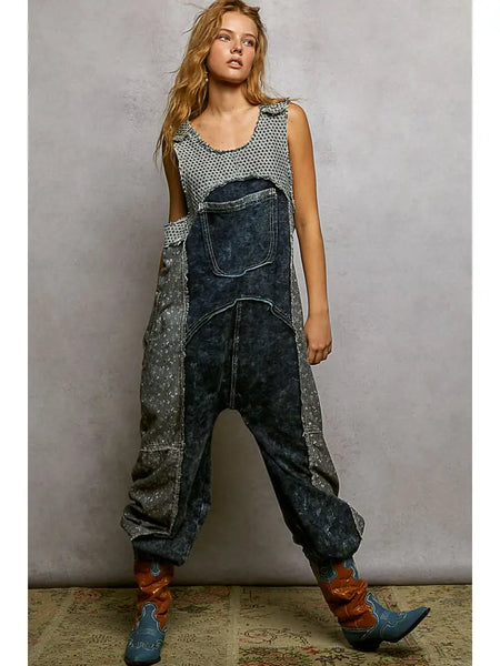 POL Clothing Big Pocket French Terry Jogger Overalls