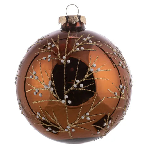 Glitter Branch Glass Ornament