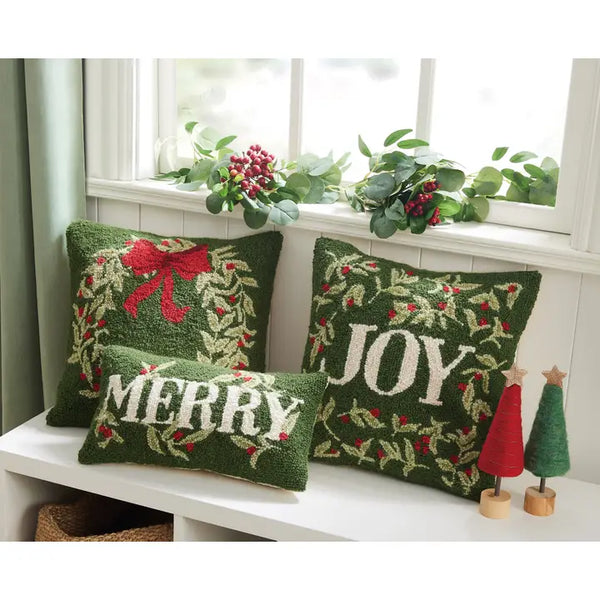 Holiday Wreath Green Hook Pillow