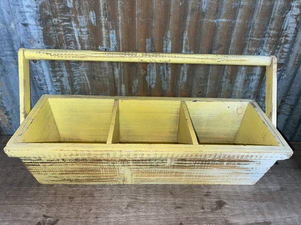 Yellow Wooden Box w/Handle