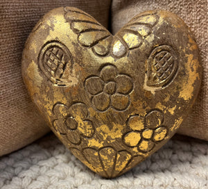 Wooden Gold Heart