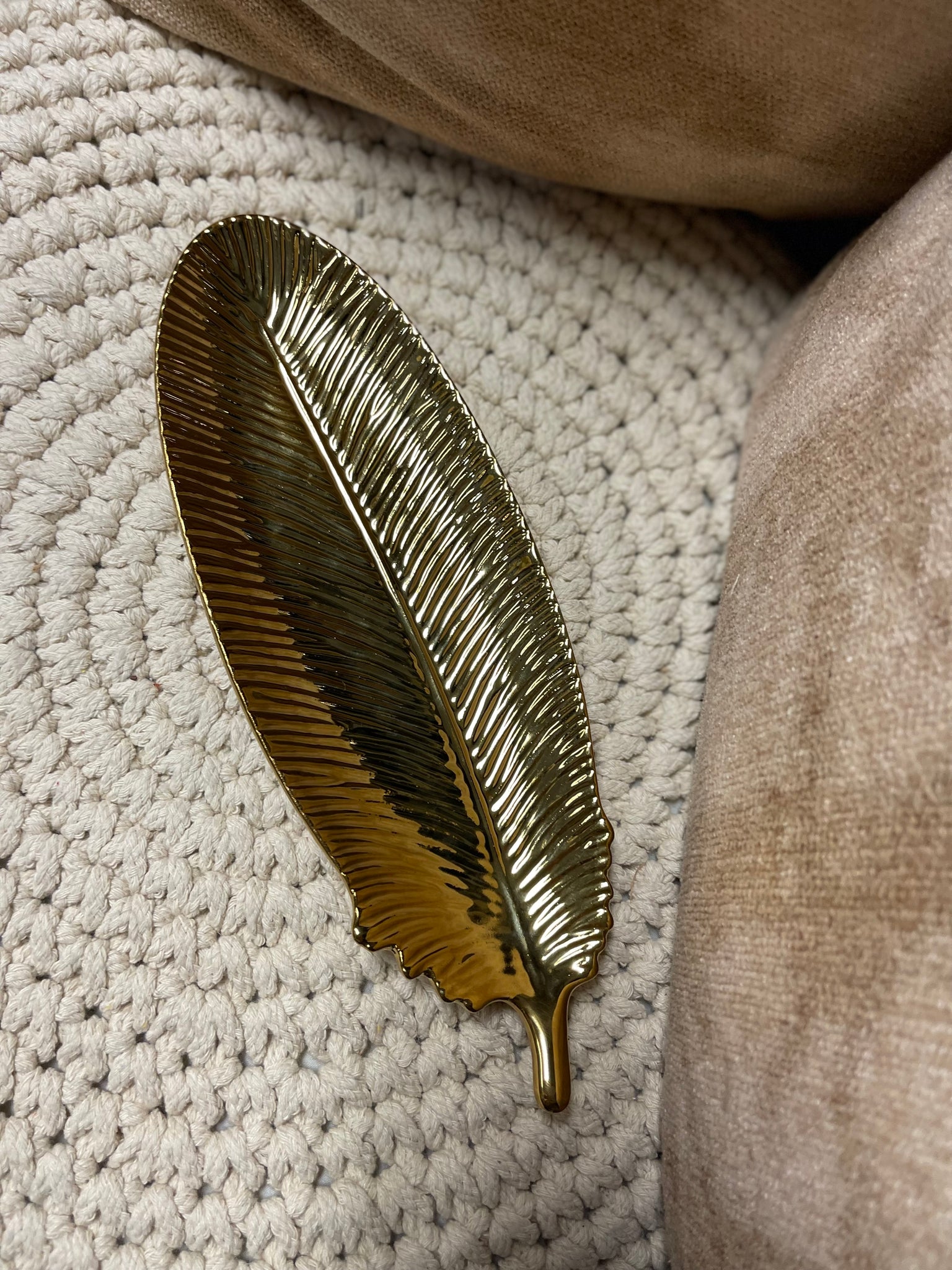 Gold Feather Jewelry Tray