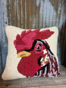 Rooster Head Hooked Pillow