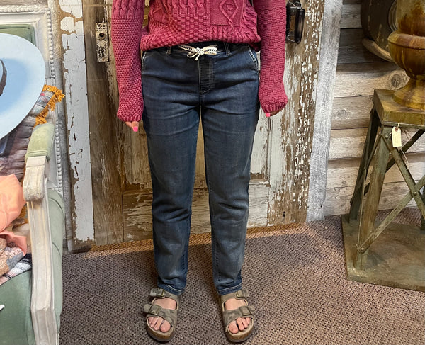 Tribal Audrey Draw cord-Waist Knit Denim Joggers