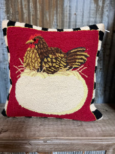 Hen Nest Hooked Pillow