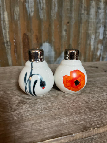 White Floral Grass Salt and Pepper Shakers