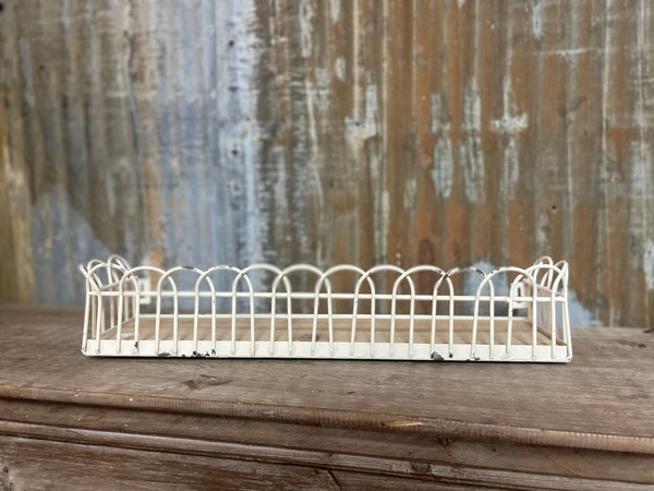 White Wire Shelf w/ Wooden Base - two sizes