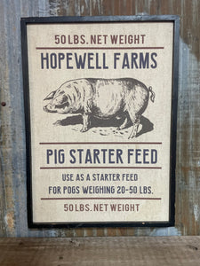 Hopewell Farms Framed Pig Feed Package