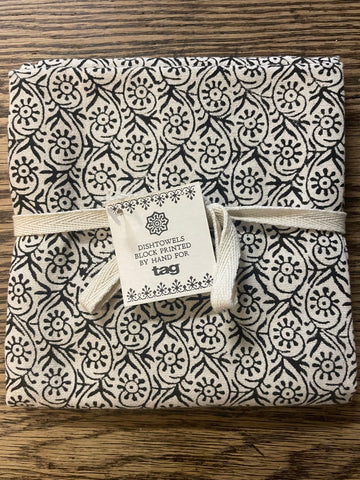 Dishtowels Block Printed by Hand for Tag