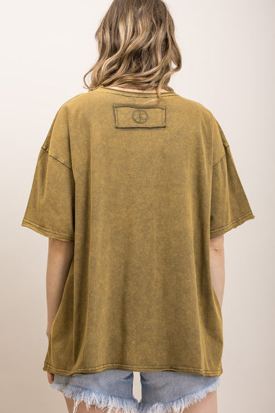 Indian Chief Print Washed Short Sleeve T-shirts