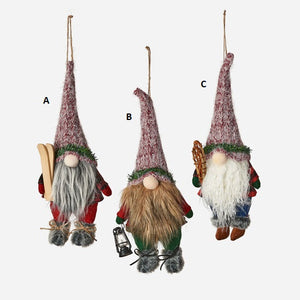Winter Gnome Orn, 3 Styles, Fabric, 12"