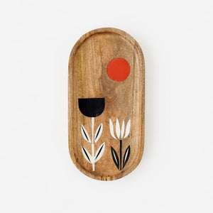 Hand Carved Tray, Mango Wood, 15"
