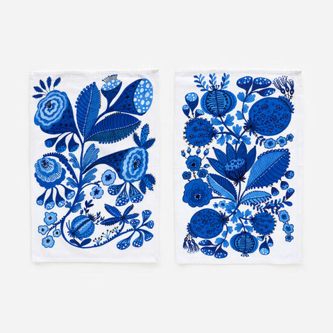 Blue & White Embroidered Dish Towel, 2 Options Fabric, 18" x 28"