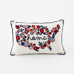 Home Sweet Home Pillow, Embroidered Fabric, 12" x