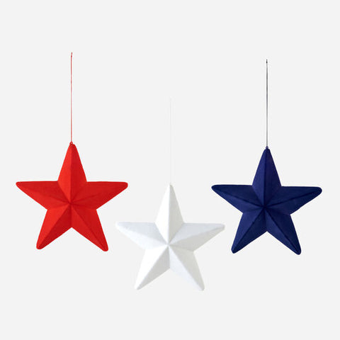 Flocked Hanging Star, Faceted, Lg, 3 Options PVC, 14.5"