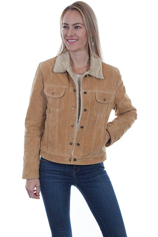 Scully Suede Jean Jacket With Faux Shearling Collar and Lining