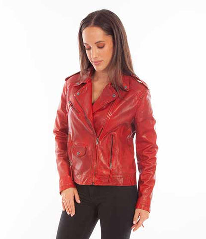 Scully Cross Zip Front Leather Jacket