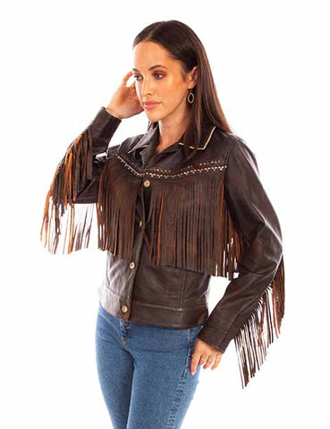 Scully Chocolate Fringe Embroidered Jacket
