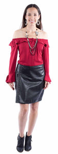 Scully Black Studded Leather Skirt
