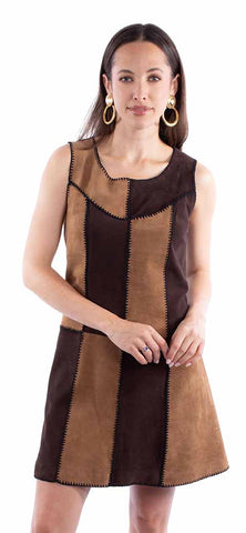 Scully Brown and Tan Patchwork Dress