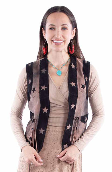 Scully Stars and Stripe Fringe Accent Vest