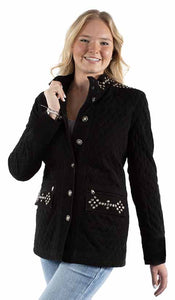 Scully Black Studded Jacket with Front Buttons