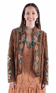 Scully Lamb Suede Fringe and Embroidered Jacket