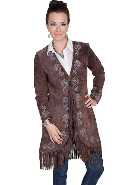 Scully Fringe Embroidered Suede Coat