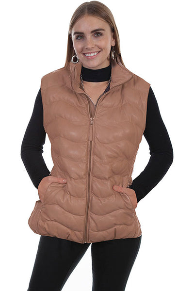 Scully Ribbed Leather Vest With Zipper