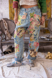 Floral Appliqué Miner Denims