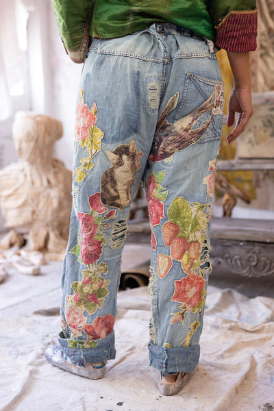 Floral Appliqué Miner Denims