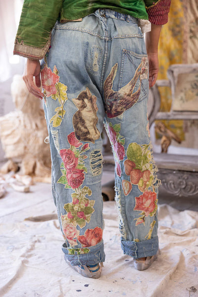 Floral Appliqué Miner Denims