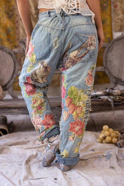 Floral Appliqué Miner Denims