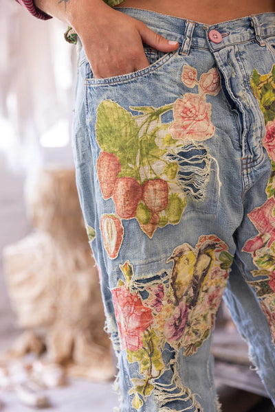 Floral Appliqué Miner Denims