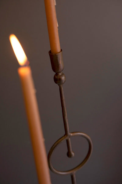 Set of 3 Tall Taper Candle Holders with Circle Detail