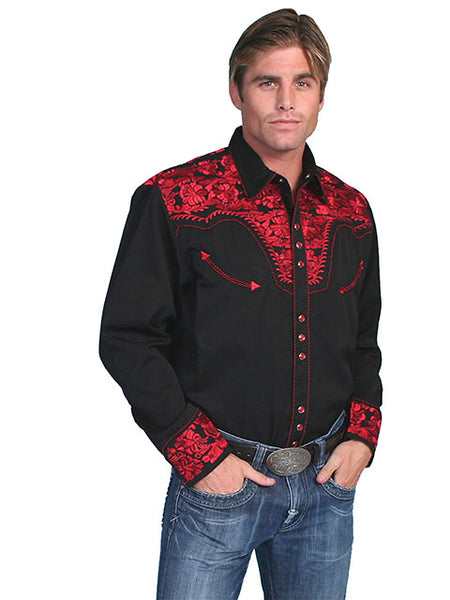 Scully Men's Floral Tooled Embroidered Two-Tone Legend Shirt EIGHTEEN colors