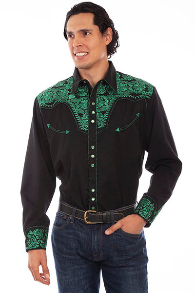 Scully Men's Floral Tooled Embroidered Two-Tone Legend Shirt EIGHTEEN colors